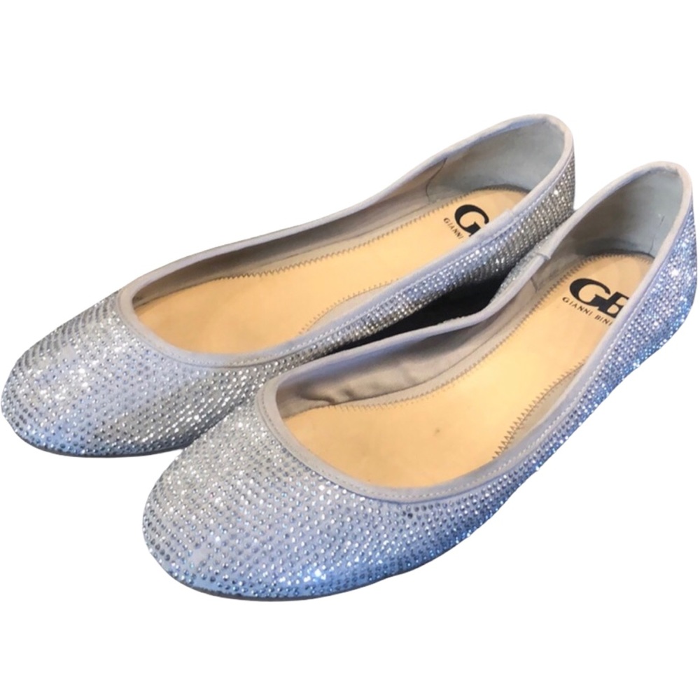 GB Gianni Bini silver sequin bling flats